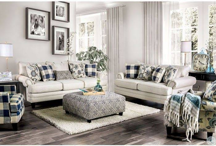 Ivory Navy Ottoman G75554