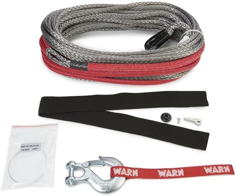Synthetic Winch Cable Rope with Loop Ends: 3/8 Diameter x 80' Length, 8.25 Ton Capacity Q23461