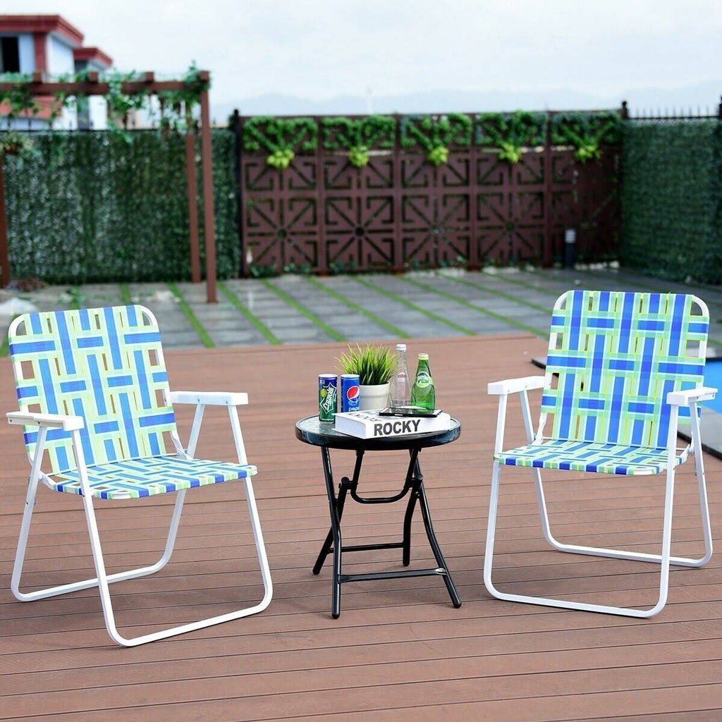 6 Pcs Folding Beach Chair Camping Lawn Chair Blue N73231