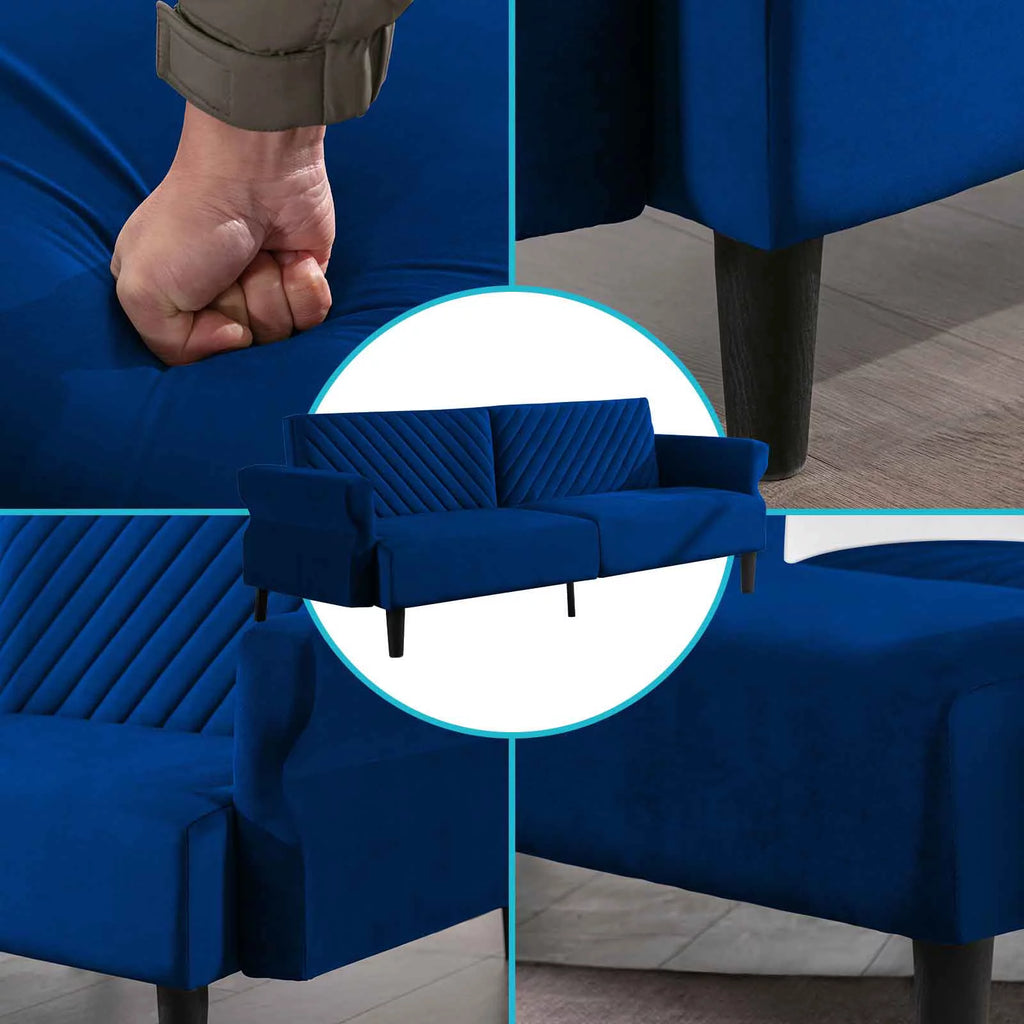 Convertible Futon Sofa Bed Blue W116