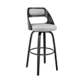 Gray and Black Leatherette Barstool with Cut Out Back T8510