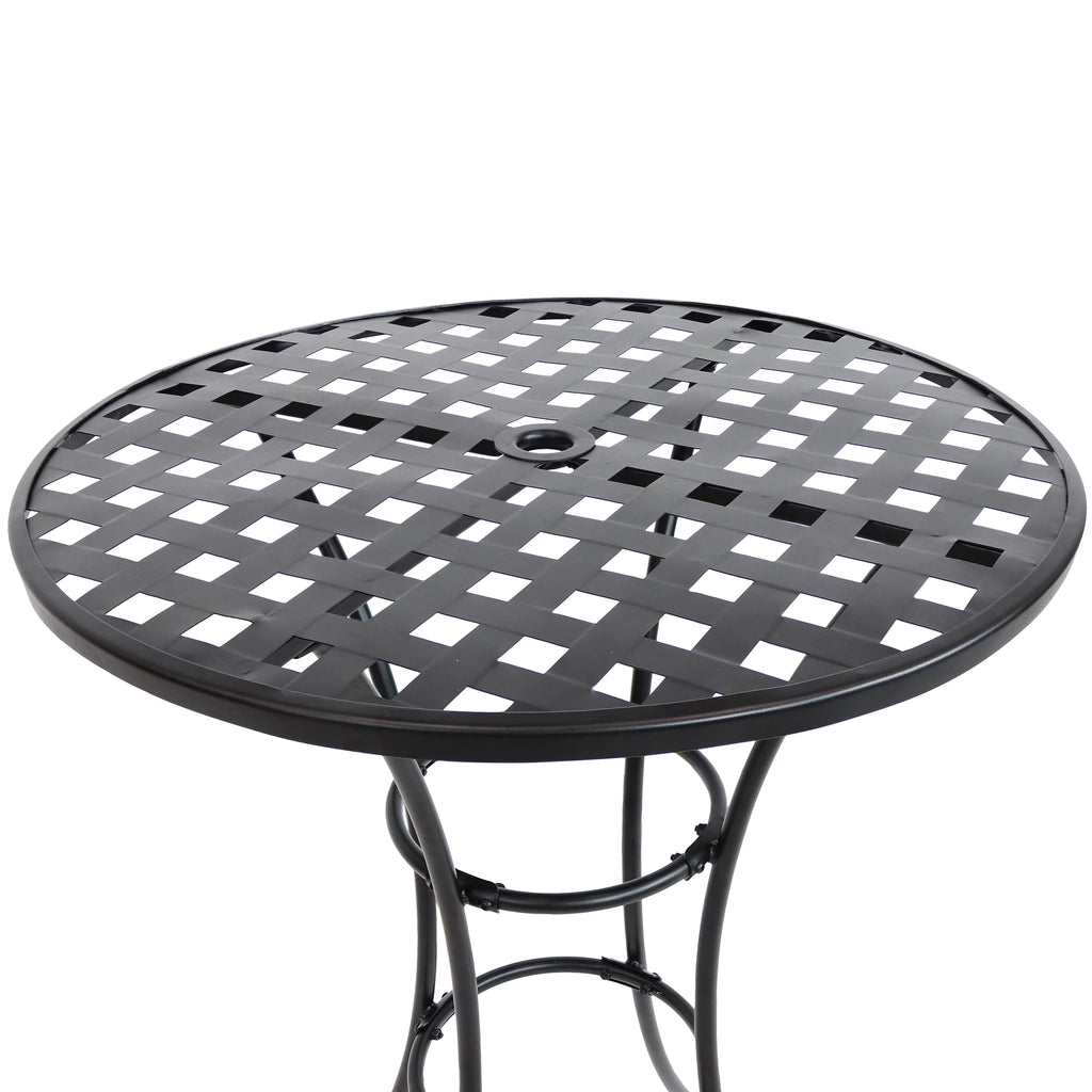 Black Wrought Iron Bar Chair and Table Set W105956