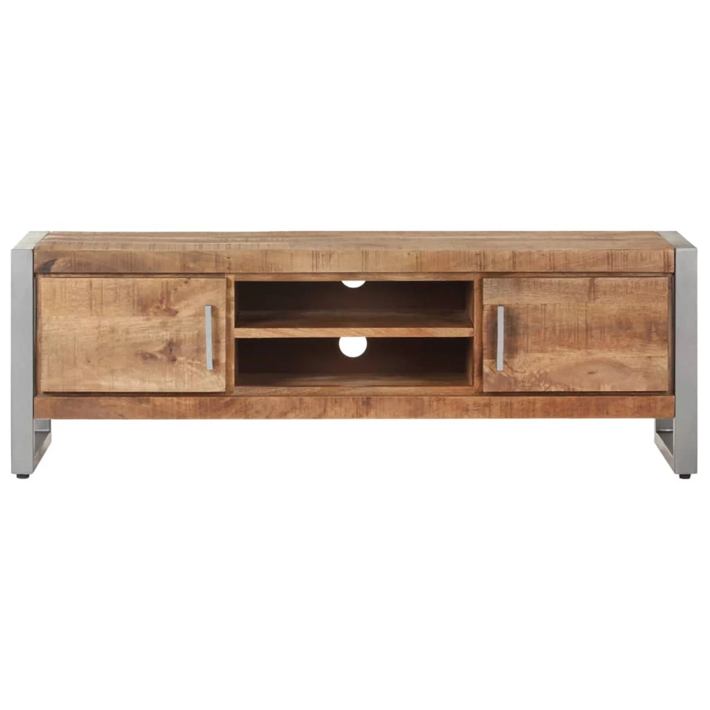 Rough Mango Wood TV Cabinet with 2 Doors and 2 Compartments H3894