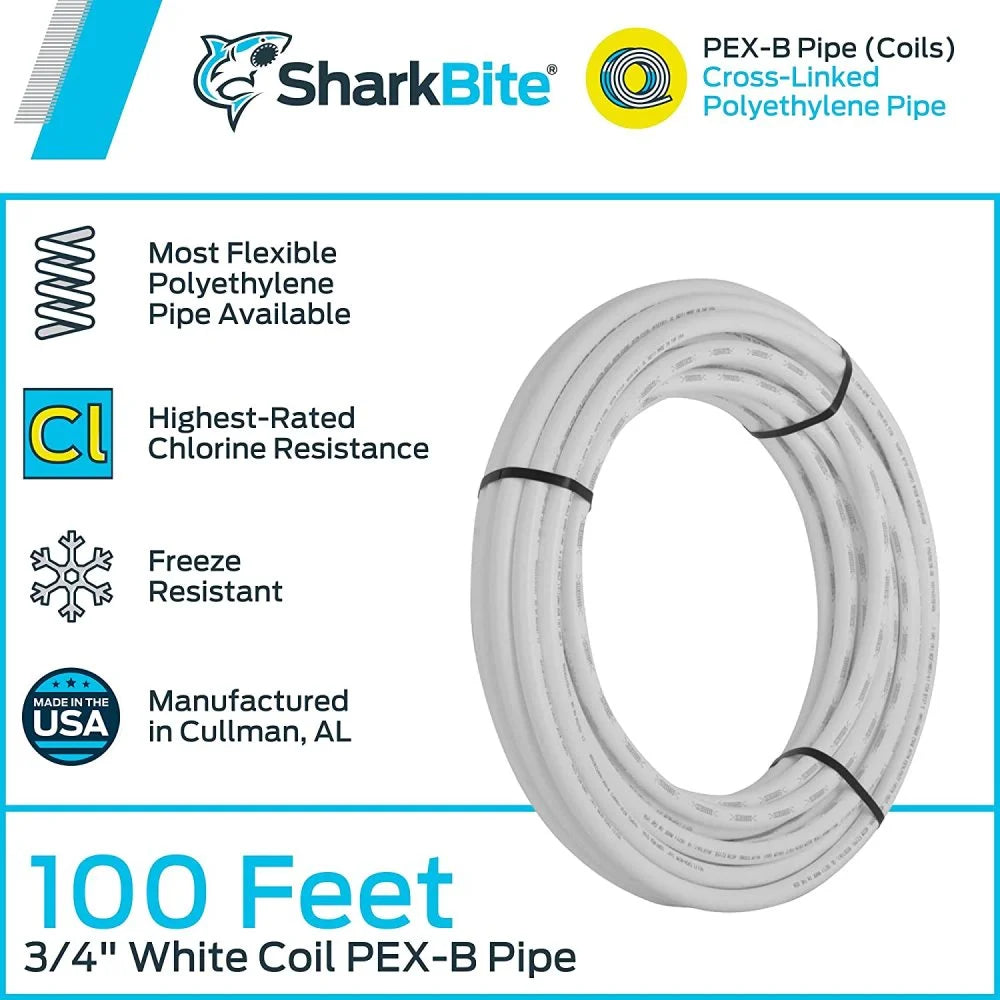 3/4" X 100' White PEX Tubing Coil X9734