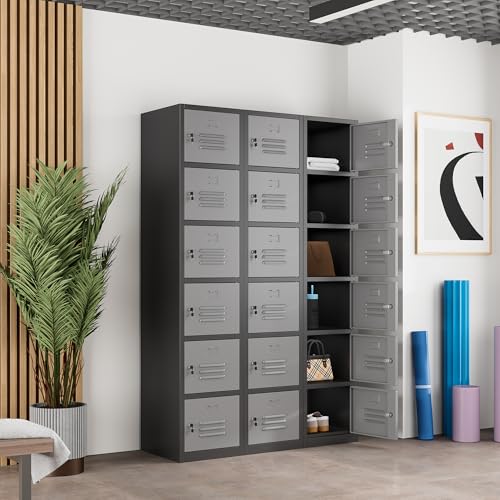 71" Tall Grey Steel Lockable Metal Locker P1375