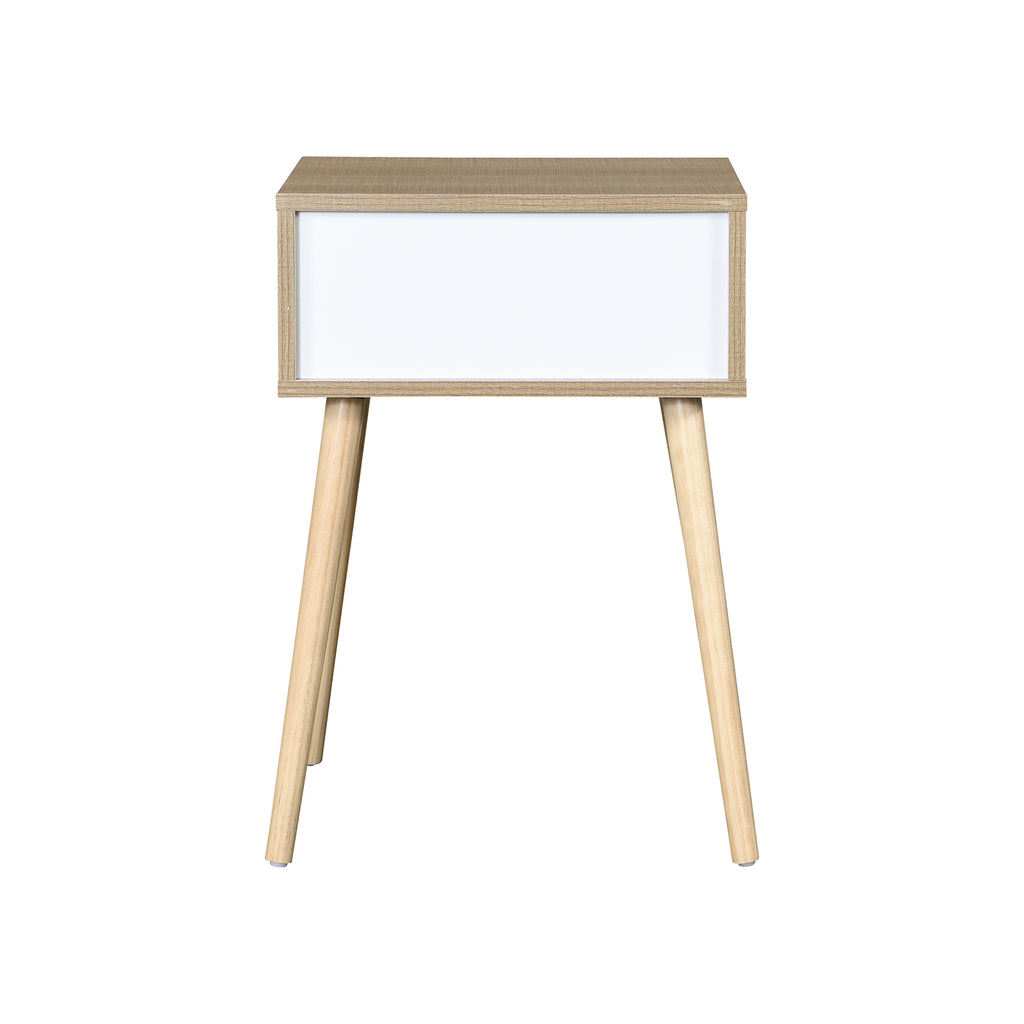 White 1 Drawer Nightstand with Solid Wood Legs P114622
