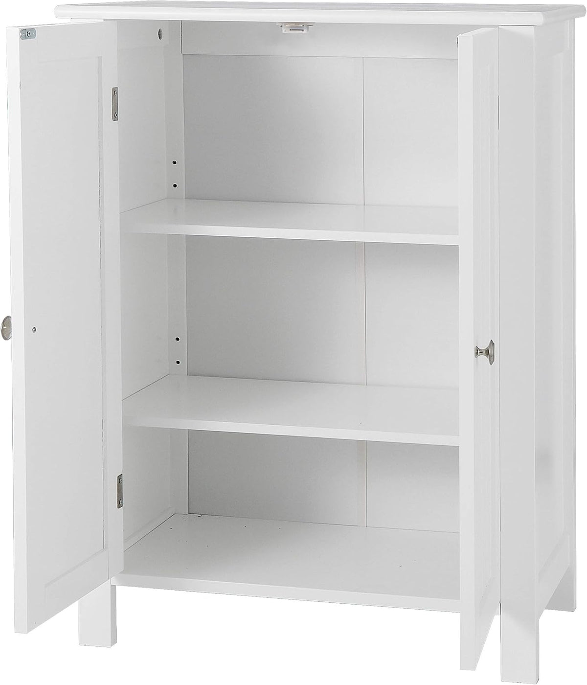 White Bathroom Floor Storage Cabinet with Adjustable Shelf K11803