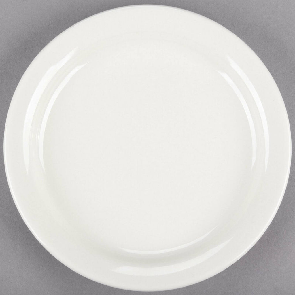 Narrow Rim 6-1/2-Inch White Stoneware Plate, Box of 36 K31220