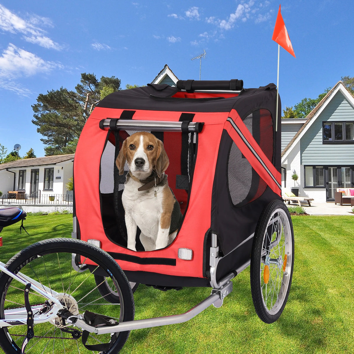 Yellow Foldable Pet Stroller Dog Carrier Bicycle Trailer Z473