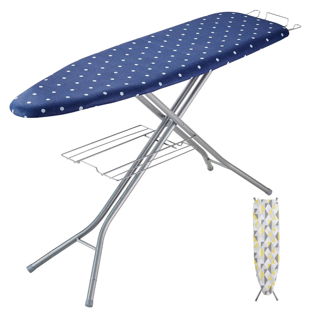 55"x15" Ironing Board with Bottom Storage Tray, 4 Layers, 10 Adjustable Heights, 100% Cotton Cover C5737