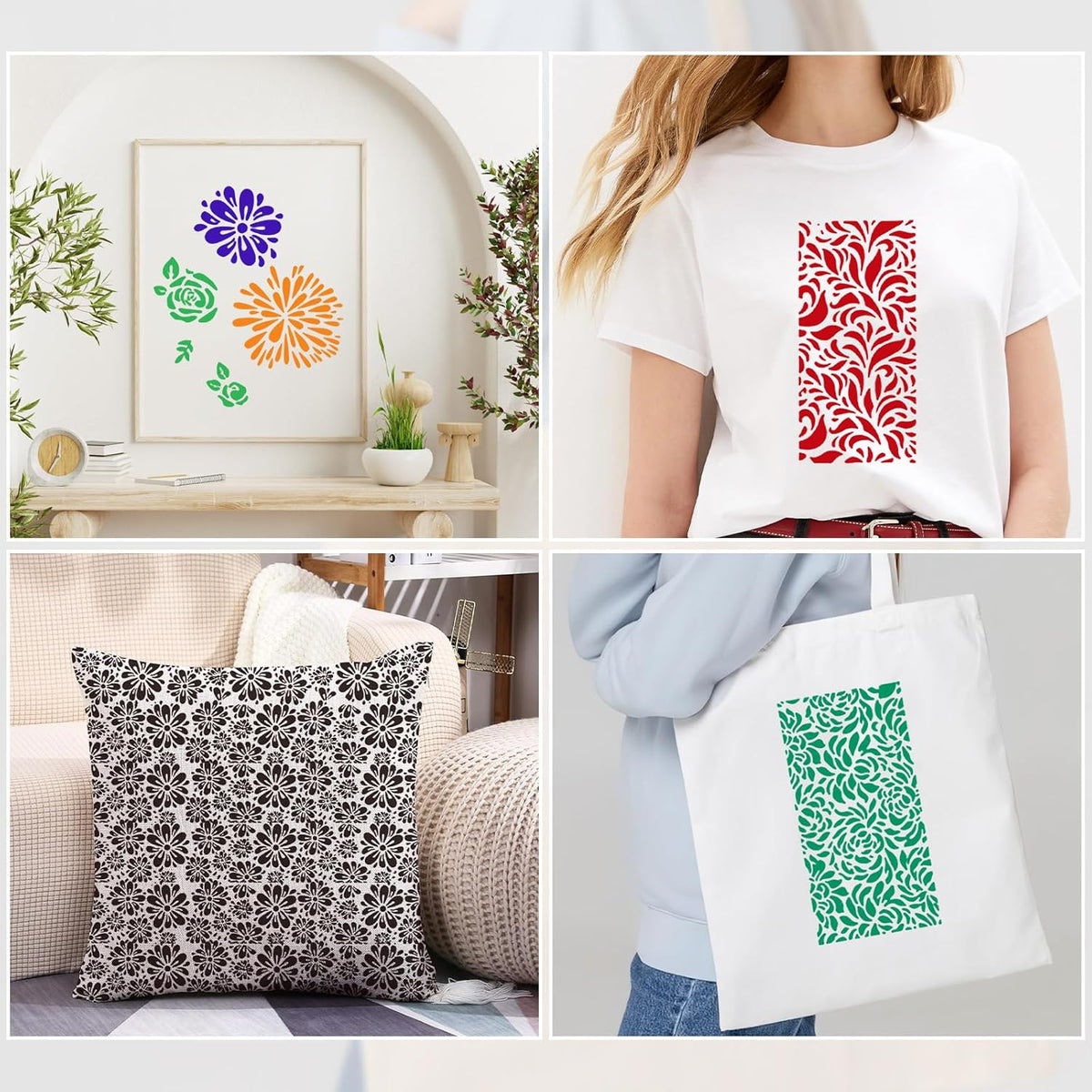 12 Pieces Reusable Flower Stencils C229577