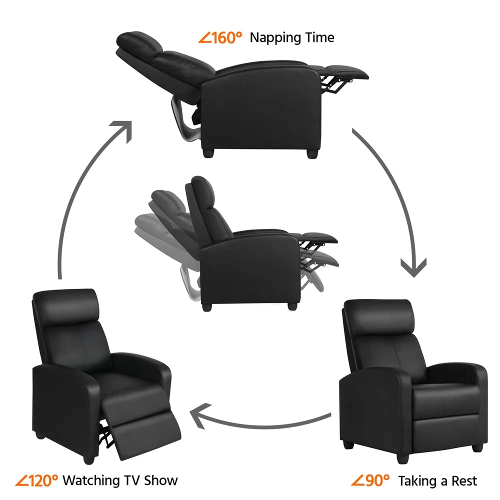 2pcs Black PU Leather Recliner Chair A962