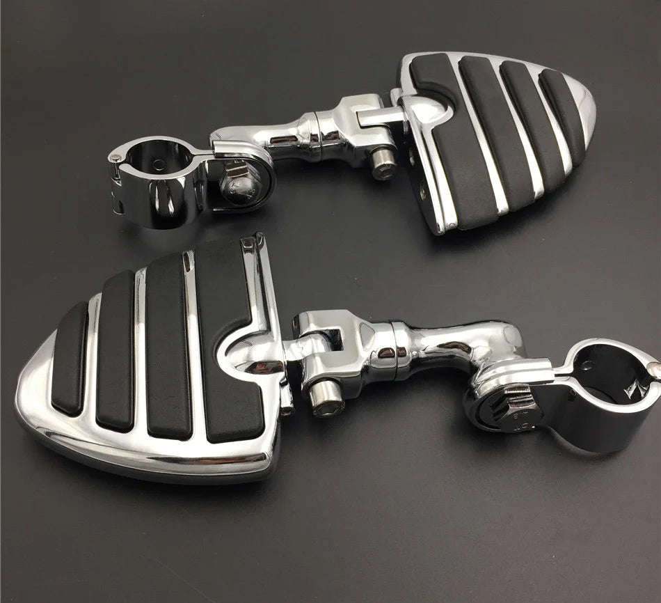 Chrome Short Angled Peg Mounting Kit with U Shape Foot Peg Footrest for 1 inch 25mm Front Engine Guard Frame Tube S708