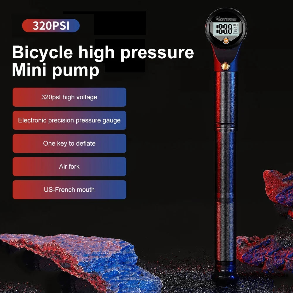 320PSI High Pressure Bike Air Shock Pump Digital Gauge I53724