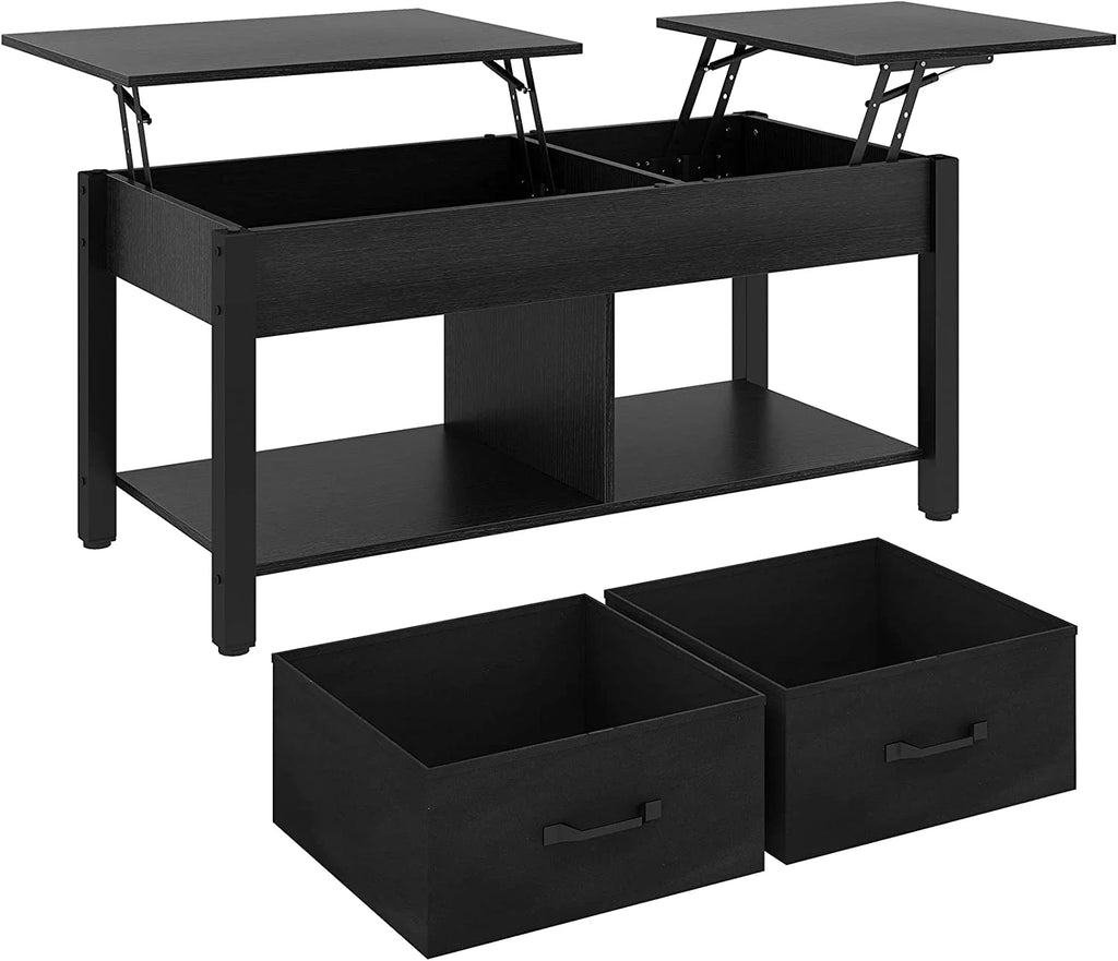 Lift Top Coffee Table with 2 Drawers and Open Side Shelf V278