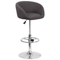 Charcoal Fabric Adjustable Height Barstool with Barrel Back and Chrome Base J971916