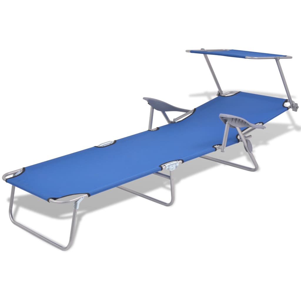 Steel Blue Sun Lounger with Canopy B6619