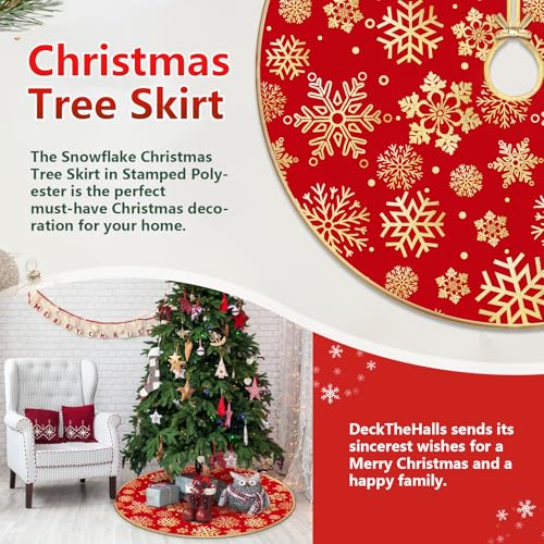 36 Inch Snowflake Round Red Tree Skirt I258355