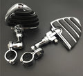 Chrome Short Angled Peg Mounting Kit with U Shape Foot Peg Footrest for 1 inch 25mm Front Engine Guard Frame Tube S708