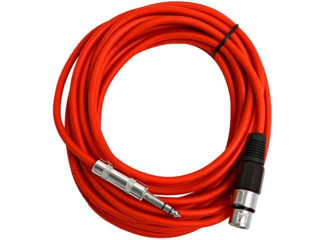 25-Feet XLR Female to 1/4-Inch TRS Patch Cable Balanced Red Pack of 6 M10970