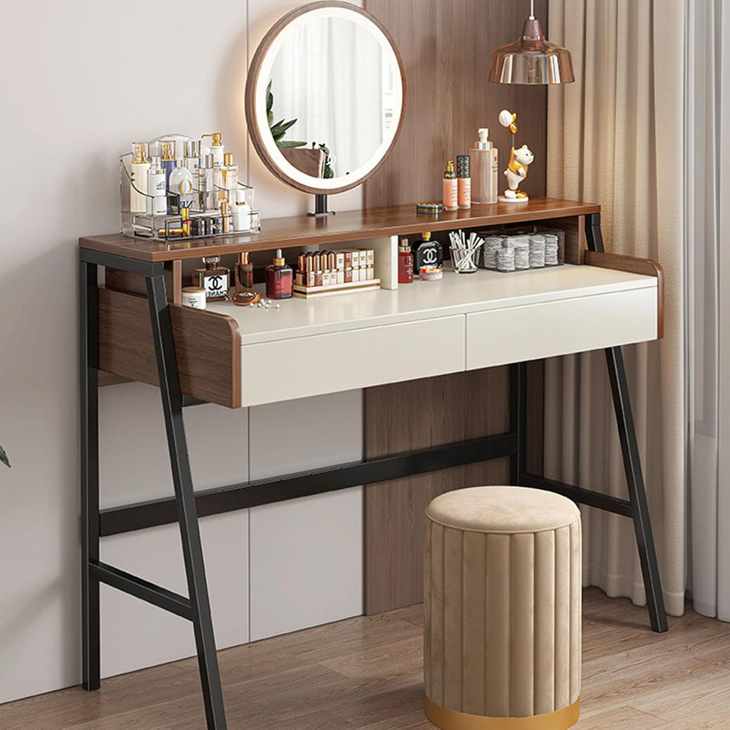 Solid Wood Vanity Set with 2 Drawers and Lighted Mirror Y80451