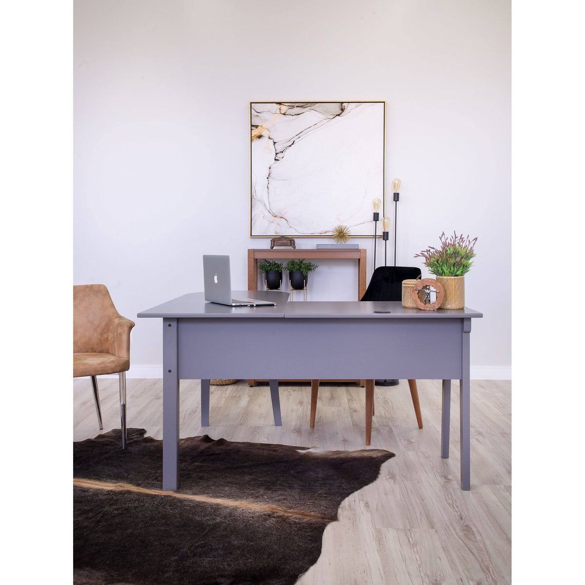 Grey L Shaped Corner Desk V71572