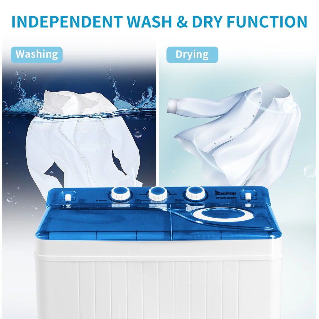 Semi-automatic Twin Tub Washing Machine, 26Lbs, White&Blue V351