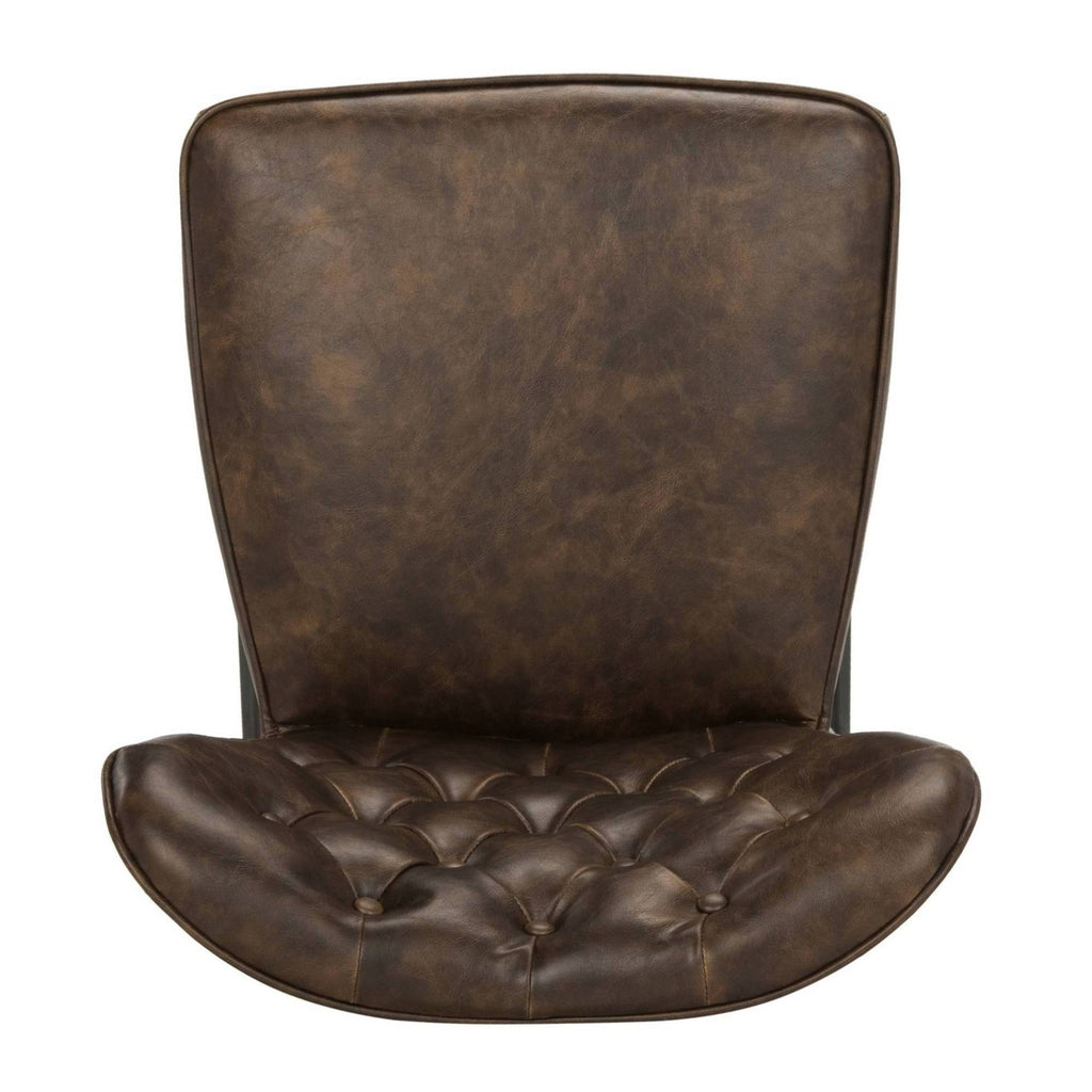Leather Tufted Swivel Counter Stool in Brown - Set of 2 P628