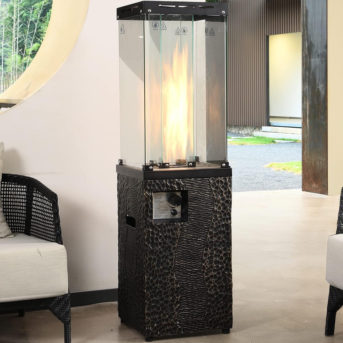 40,000 BTU Outdoor Propane Patio Heater with Portable Wheels and Waterproof Cover C4623