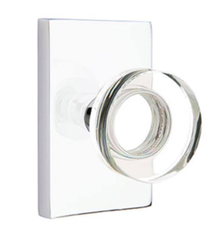 Satin Brass Double Dummy Knob with Modern Rectangular Rose V4877