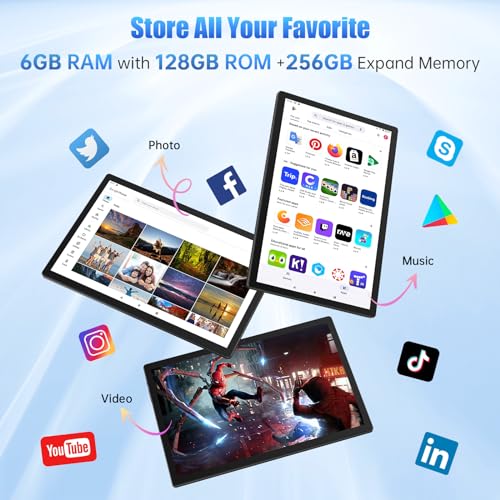 Space Gray 14 Inch Android 13 Tablet with 1200P IPS HD Screen, 8 Core, 6GB+128GB, Wi-Fi 5, 10000mAh Battery, 5MP+32MP Cameras S14842