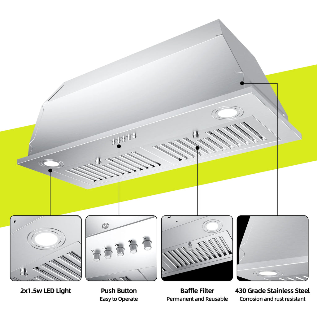 30 inch Built-in Kitchen Range Hood with Light W853