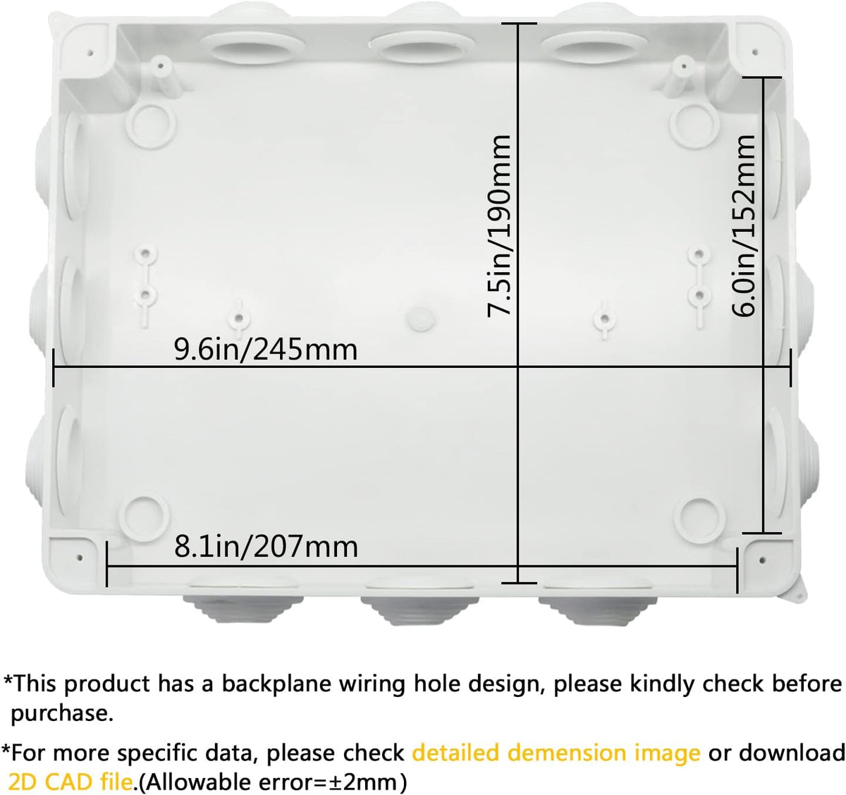 ABS Plastic IP65 Junction Box White 10 x 7.9 x 3.1 inch Pack of 2 T24512