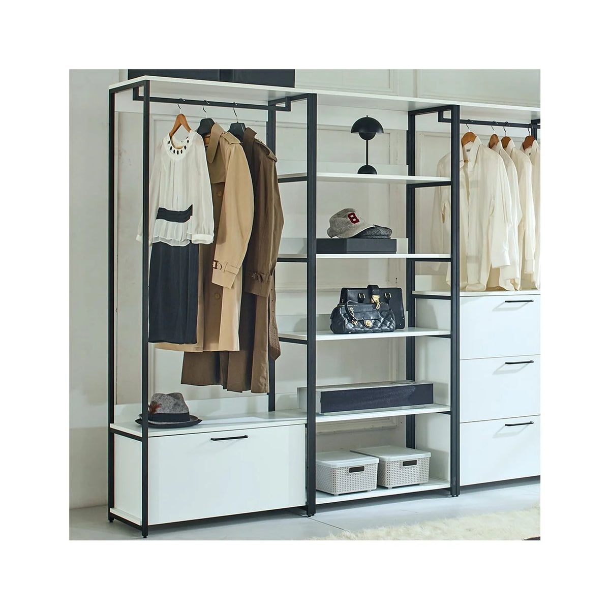 32" Wood and Metal Walk-in Closet with Shelf M33696