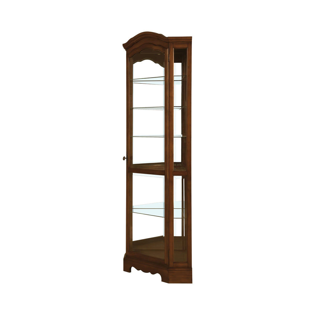 6-shelf Corner Curio Cabinet Burnished Brown H1002