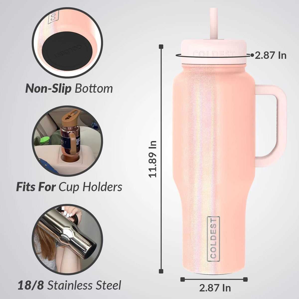 36 oz Insulated Stainless Steel Tumbler with Handle and Straw Lid K776