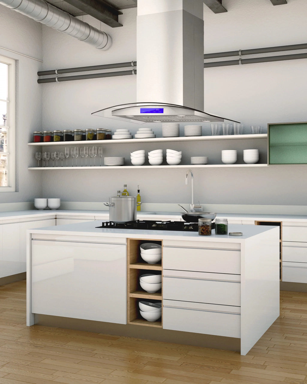 2 Piece Kitchen Appliance Package with Gas Range and Island Range Hood G451817