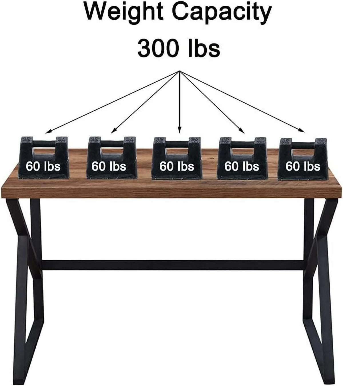 55 Inch Wood and Metal Desk P756416
