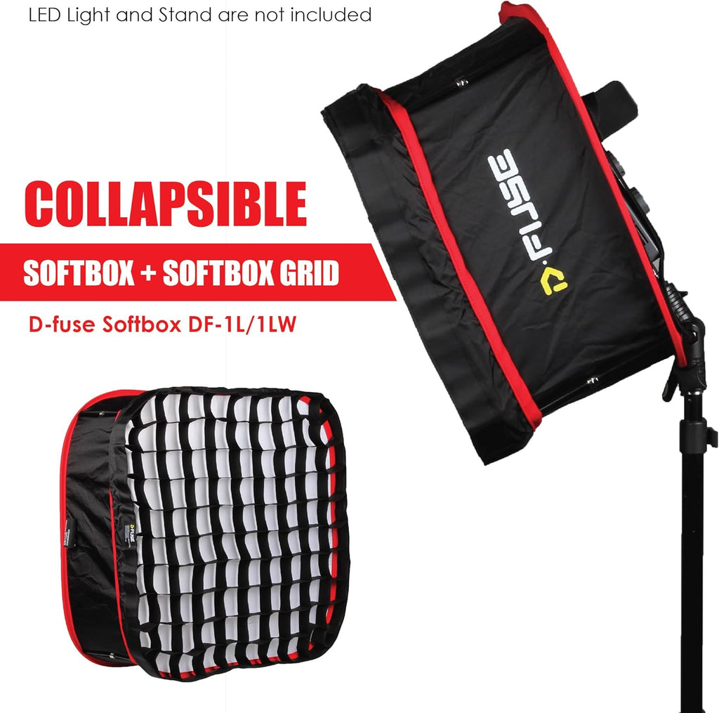 Large LED Light Panel Softbox & Softbox Grid, 12"x12" Pack of 2 H97118