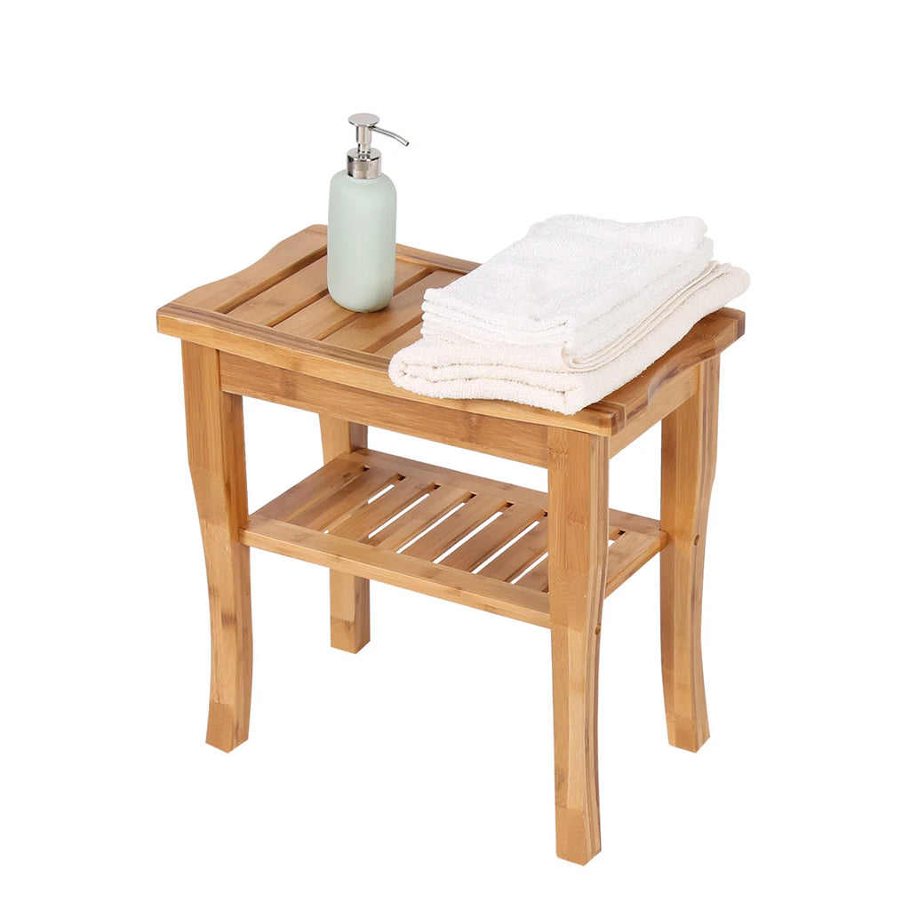 Bamboo Shower Bench with Storage Shelf Z944