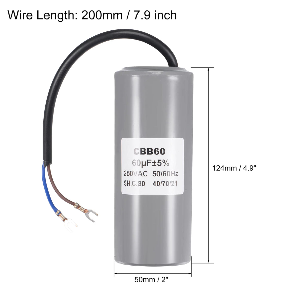 124x50mm 60uF 250V AC Run Capacitor R617422