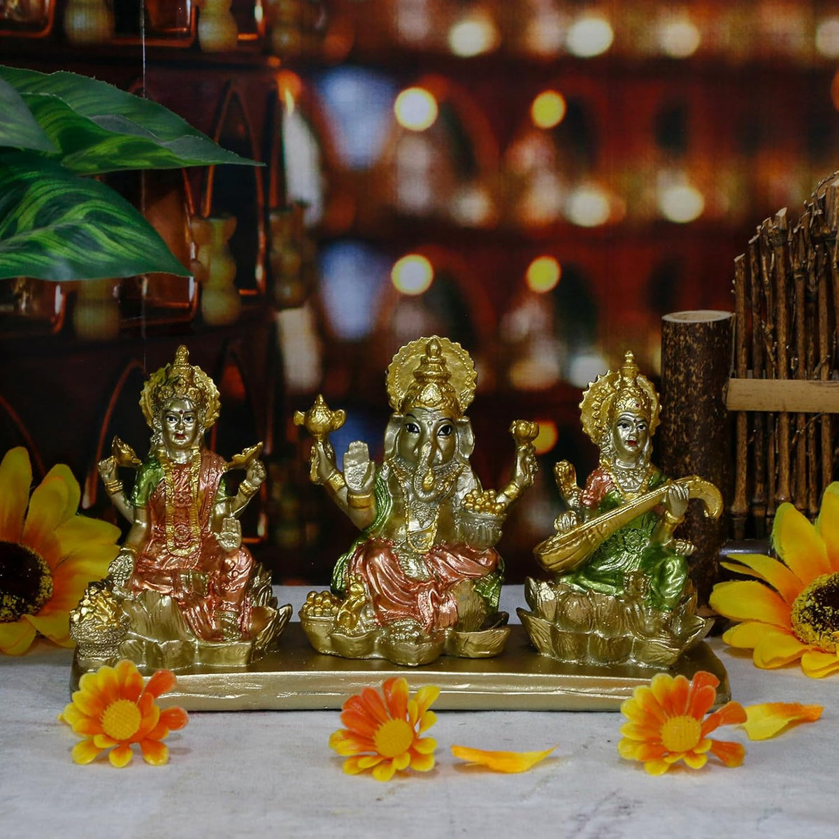 Hindu Lakshmi Ganesha Saraswati Statue J67149