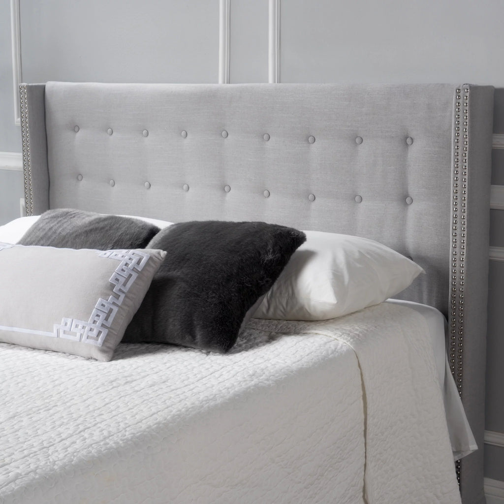 Light Grey Fabric Full/ Queen Headboard X6276
