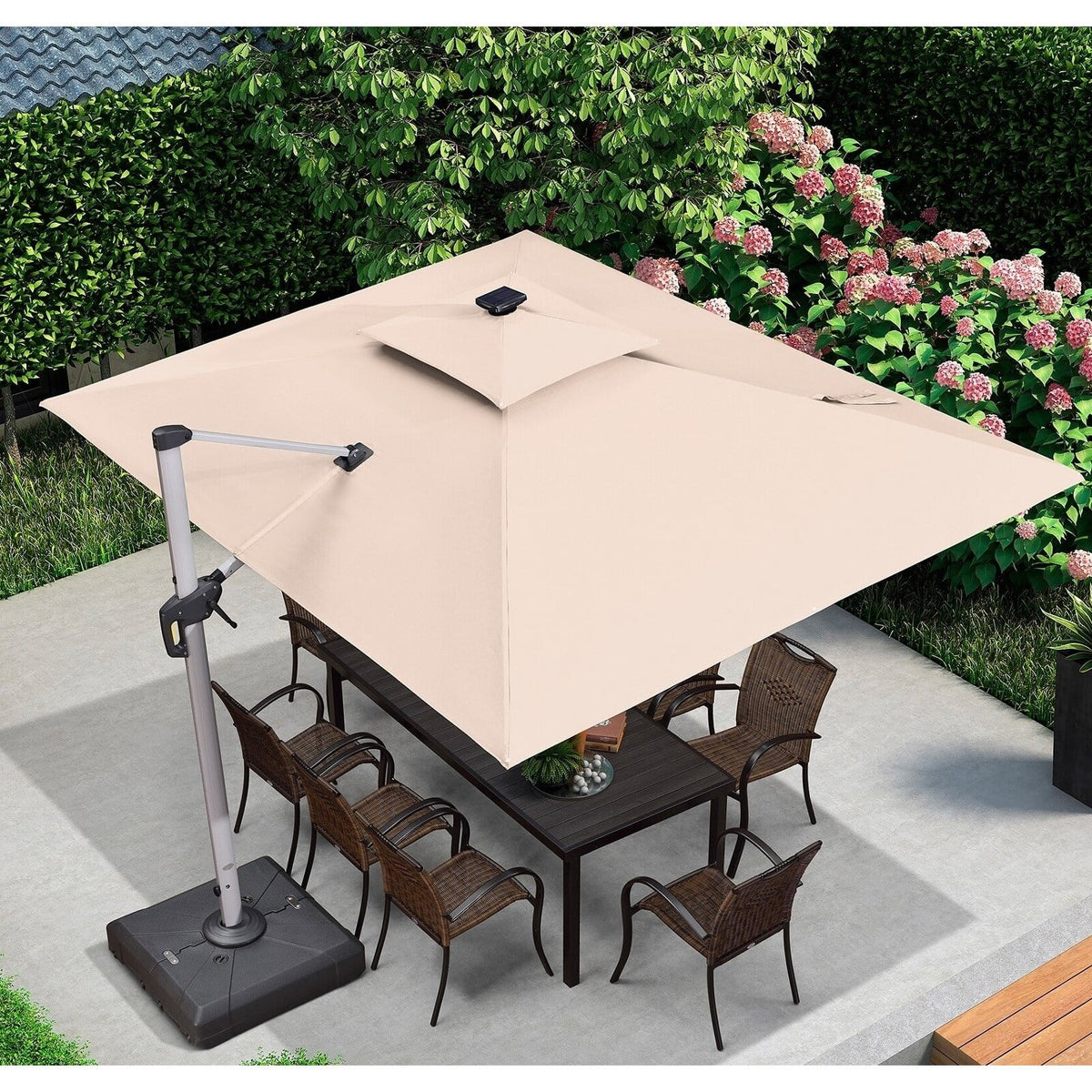 9 x 12 ft LED Cantilever Patio Umbrella Grey H944