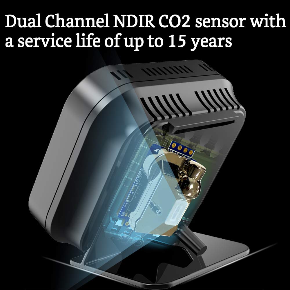 Indoor CO2 Meter Temperature Humidity Air Quality Monitor Black N888841