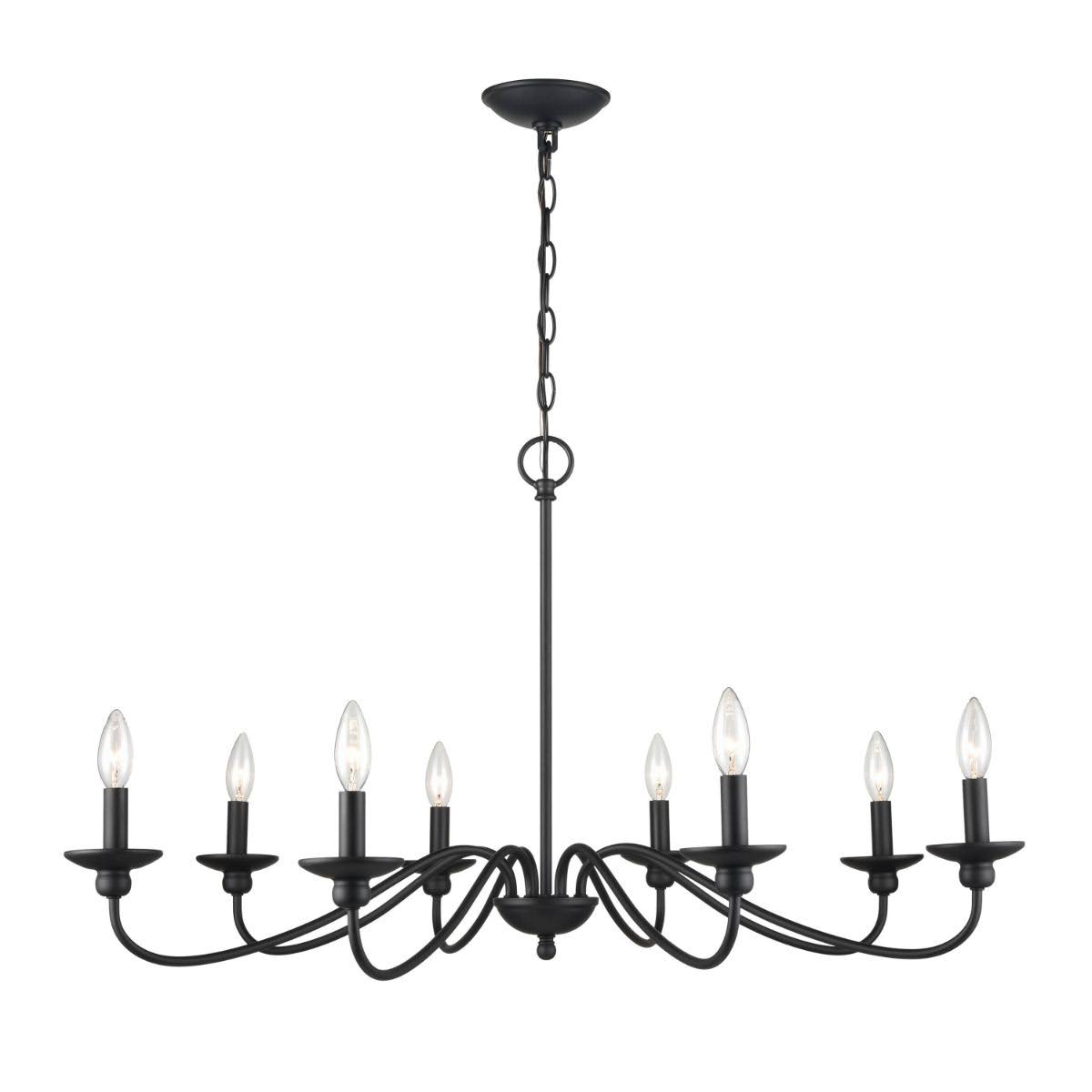 8 Light Matte Black Chandelier A3730