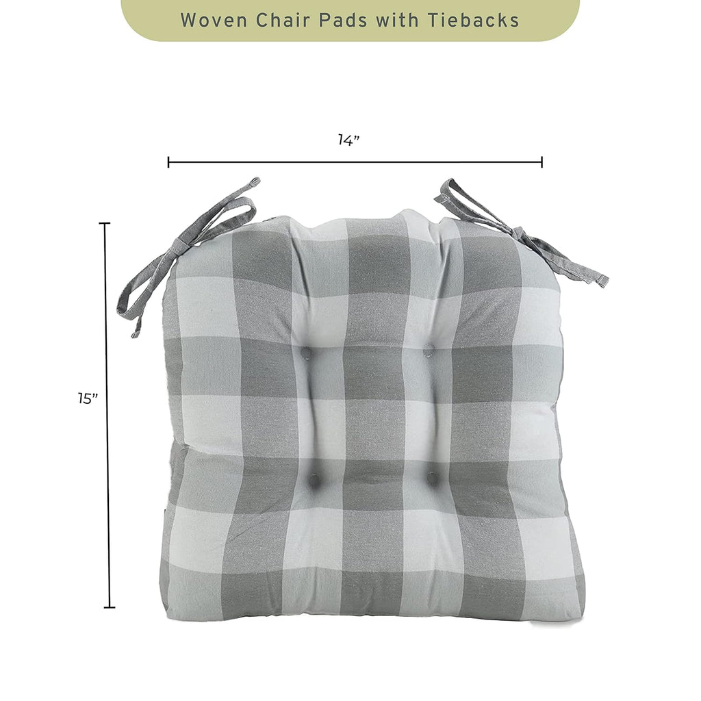 Gray Set of 4 Chair Pads with Tiebacks Z202387