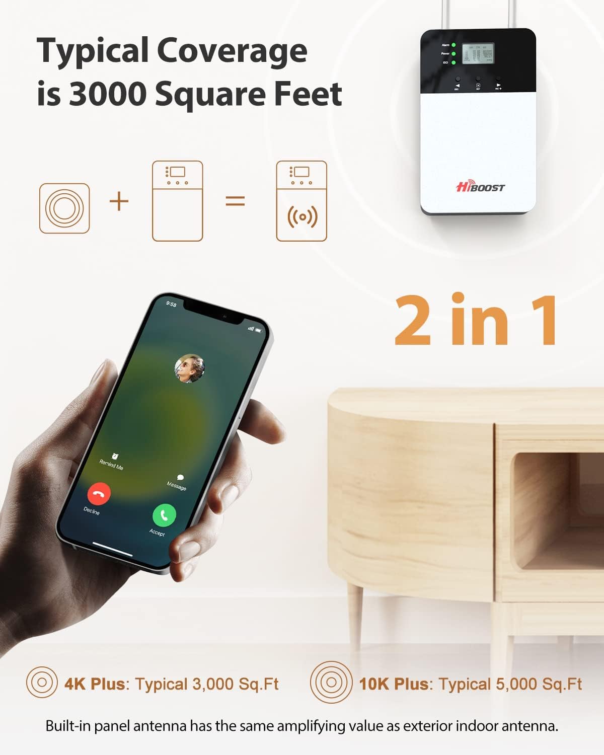 Cell Phone Signal Booster to 3,000 sq ft 4G LTE 5G Compatible T104746