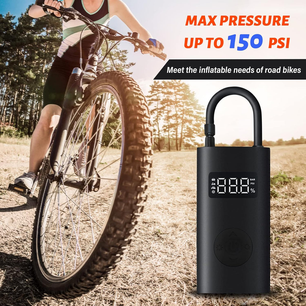 Portable 12V DC Electric Air Compressor Tire Pump Inflator with Pressure Gauge LED Light V433