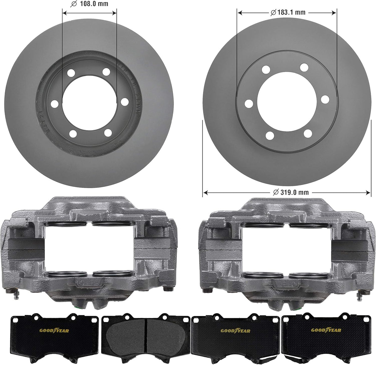 Ceramic Brake Kit Calipers Rotors L507634